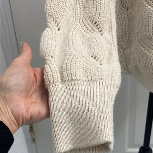 Evolution by Cyrus Cable Knit Cream Turtleneck Long Sleeve Sweater Sz M - Picture 3 of 11